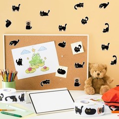 Charming Black Cat Sticker Rolls – 1000pcs for Kids, Adults & Crafts