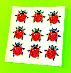 Vintage Sandylion Glittery Red Lady Bugs Sticker Sheet