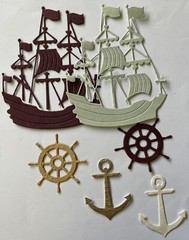 PIRATE SHIP Die-Cuts(9pc)Oceans•Jolly Rodgers•Sail•Pirates•Helm•Anchor •Sea•Wind