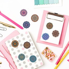 500PCS Mandala Pattern Roll Sticker Kawaii Notebook Refrigerator Travel Phone W