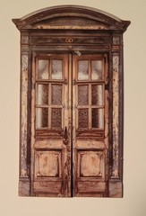 Retro Door Cardstock Sticker, 9PCS Vintage Courtyard Ephemera for Scrapbooking