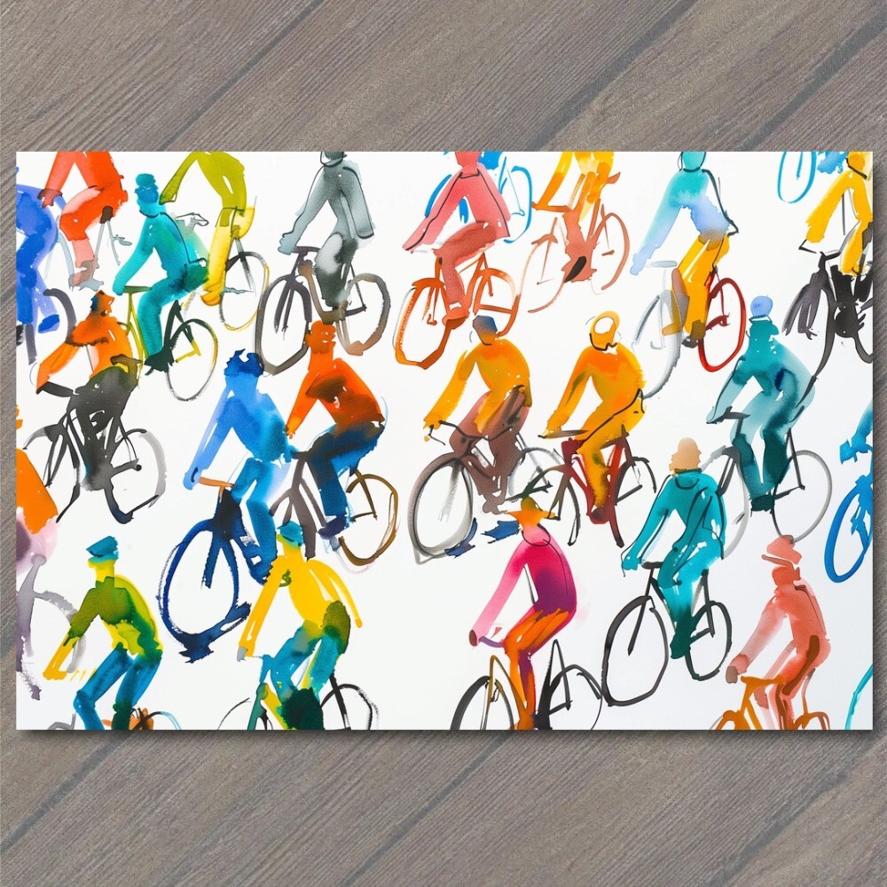 STICKER Bicycle Collage Riding Bikes Funny Cute Strange Wheels Fun Cute Art