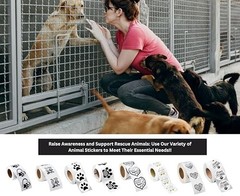 Heart-Shaped Paw Print Stickers for Animal Awareness – 250 Labels for Pet Lovers