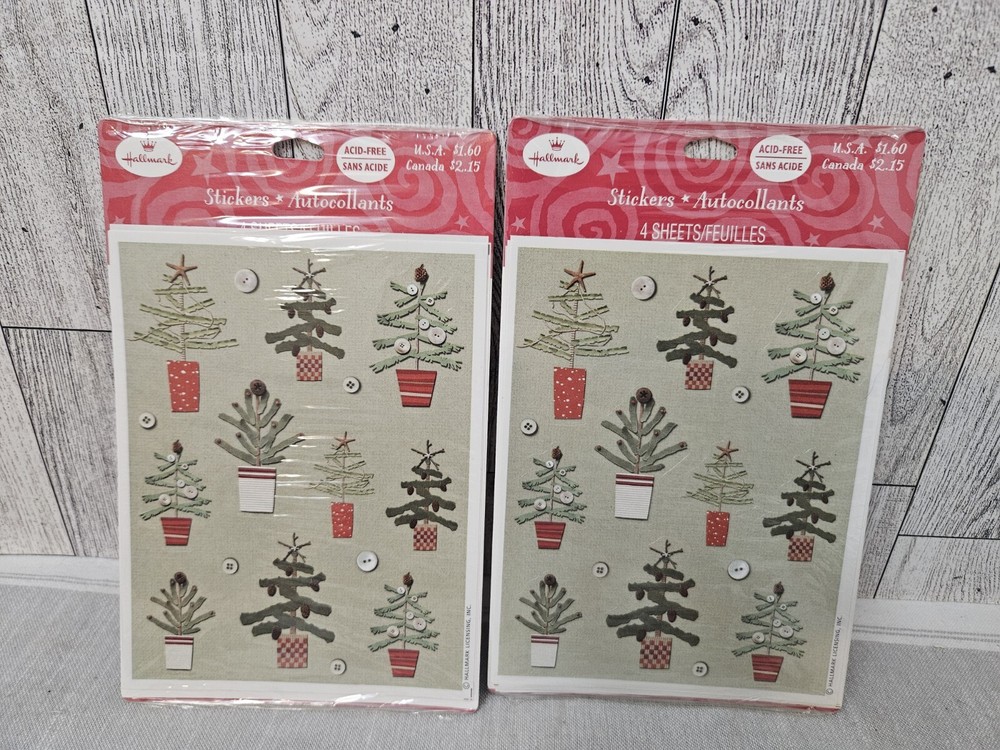 Hallmark Stickers Christmas Trees Holiday 8 Sheets Sealed Acid Free Made In USA