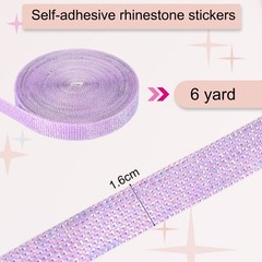 Self Adhesive Rhinestone Strips 6 Yards 0.6 Inch for Craft,Light Purple AB