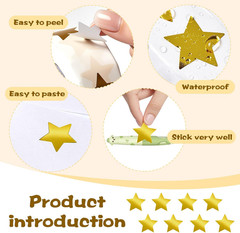 1000Pcs Gold Star Stickers – 1 Inch Holographic Self-Adhesive Metallic Foil Star