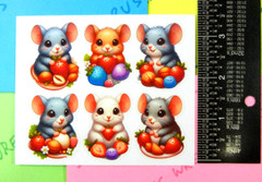 Colorful Mice Fruits & Nuts Small Sticker Sheet
