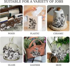 3Pcs/Set Black and White Rose Rub on Transfers for Furniture and Crafts 6X12 Inc