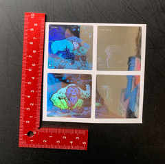4 LION horse SAFARI jungle ANIMALS VINTAGE STICKER hologram holographic foil