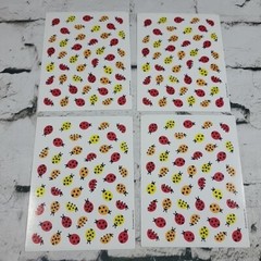 Vintage Hallmark Stickers Lady Bugs in Red Yellow Orange lot of 4 Sheets
