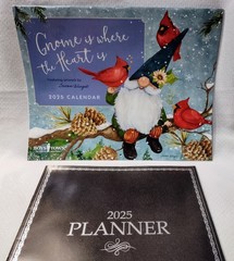 2025 Wall Calendar & Desk Planner Set*Cute Gnomes*Susan Winget Art*Boys Town*New