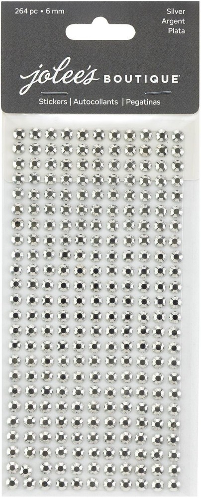 Crafts Jolee’s Silver Rhinestone Sticker Sheet Bling 6 MM Almost 1/4″ Diameter