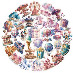 50Pcs Fantasy Amusement Park Stickers Pack, Graffiti Aesthetic Decals for Pla…
