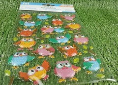 Mini Kids Puffy Colorful Owl Stickers Branches Owls Animals Birds 28pc Pink 3+