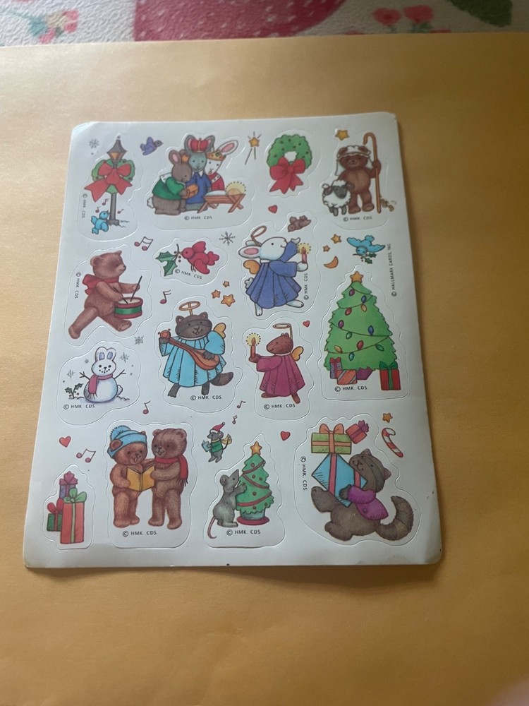Vintage 1980s Christmas Animals Stickers