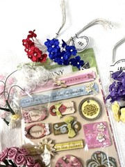 Craft Lot Floral Embellishments Roses Leaves Lace Scrapbooking Cardmaking Mixed