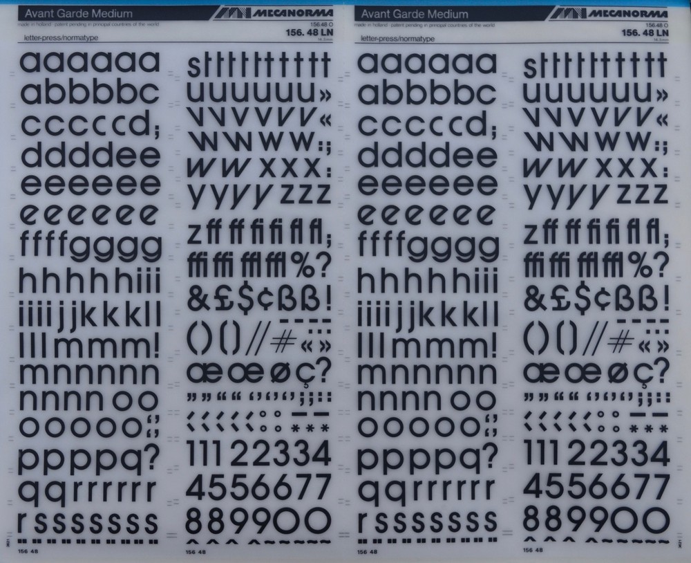 Mecanorma Dry Transfer Lettering 156.48 LN #173 AVANT GARDE MEDIUM 14.5mm