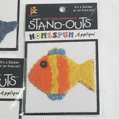NEW Lot 7 Stand Outs Sticker Applique Iron On Animals Fish Frog Turtle Pig -C