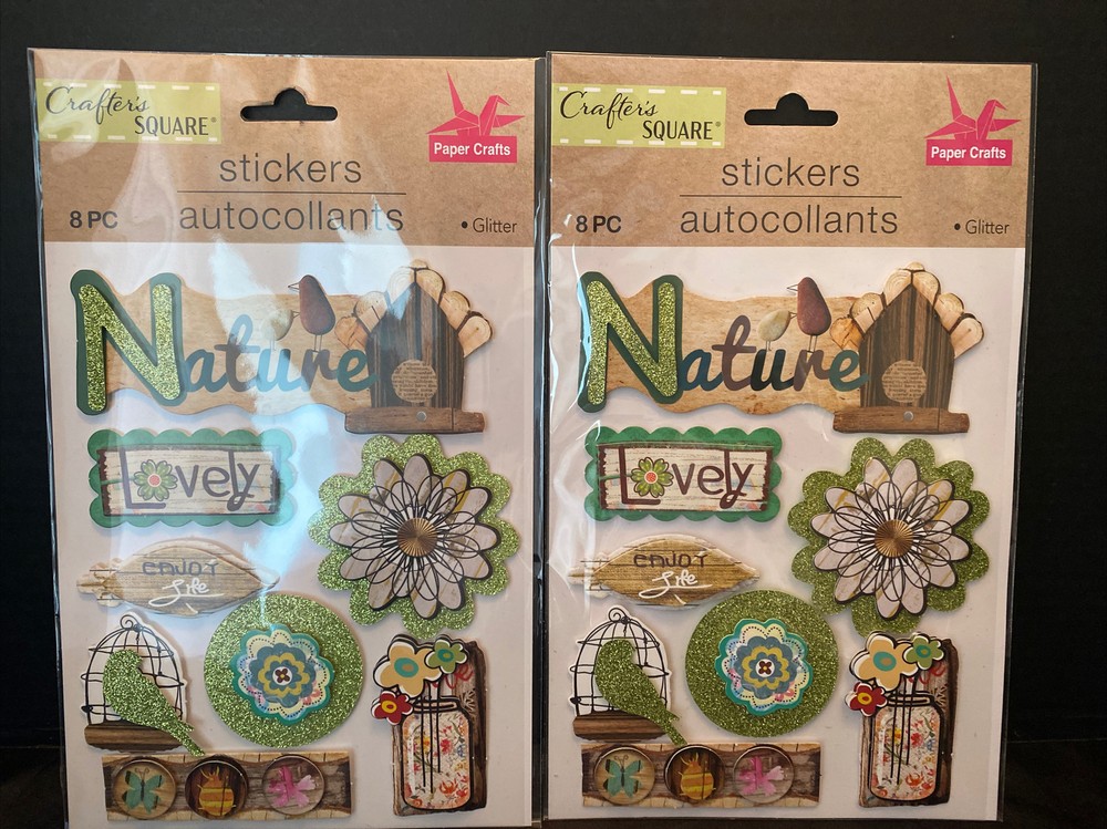 Crafter’s Square Nature Glitter 3-D Pop Up Stickers 16 Pcs Set Of 2