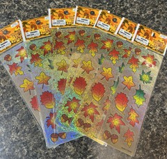 Glitter Autum Leaf/Acorn Stickers, Oriental Trading, 7 Sheets 63 Leaves
