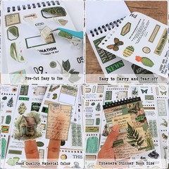 488PCS Vintage Scrapbook Stickers, 50 Sheets Precut Washi Stickers for Journali
