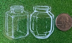 SMALL WHITE DECORATIVE JAR Mylar Stickers•Canning•Vase •Food•Glass•Card Making