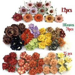3 Sets Mixed Autumn Thanksgiving Paper Flower Scrapbook Halloween (Fall-A3/A)
