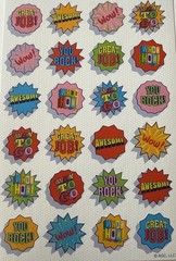TEACHER REWARD Stickers (24pc)AGC•Saying•Great Job•School•You Rock•Card Making•