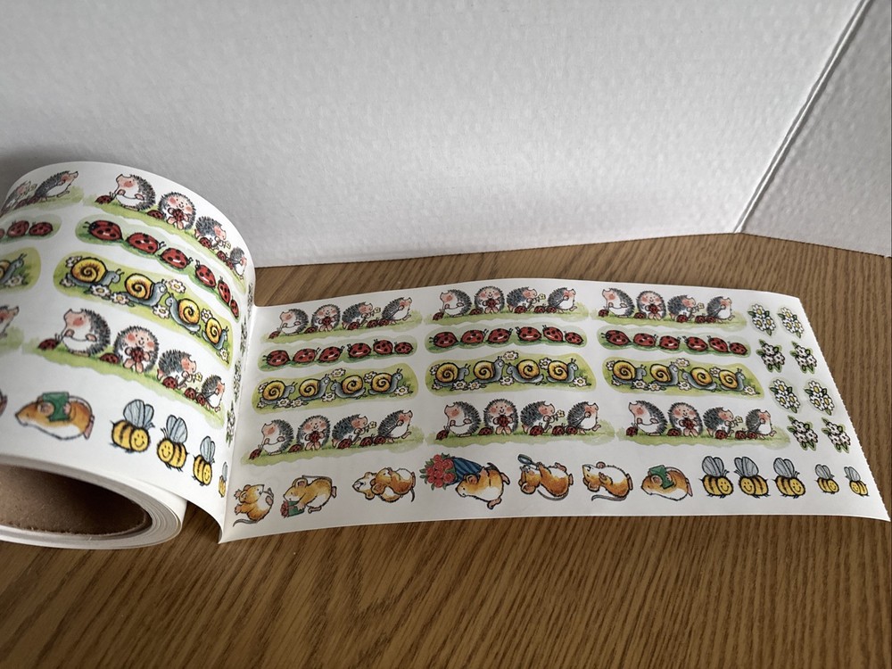 Vintage Penny Black Stickeroos Garden Friends Sticker ROLL, Stickers Animals