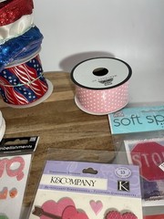 Craft Lot Ribbon, Scrapbook Stickers, Embellishments (F)