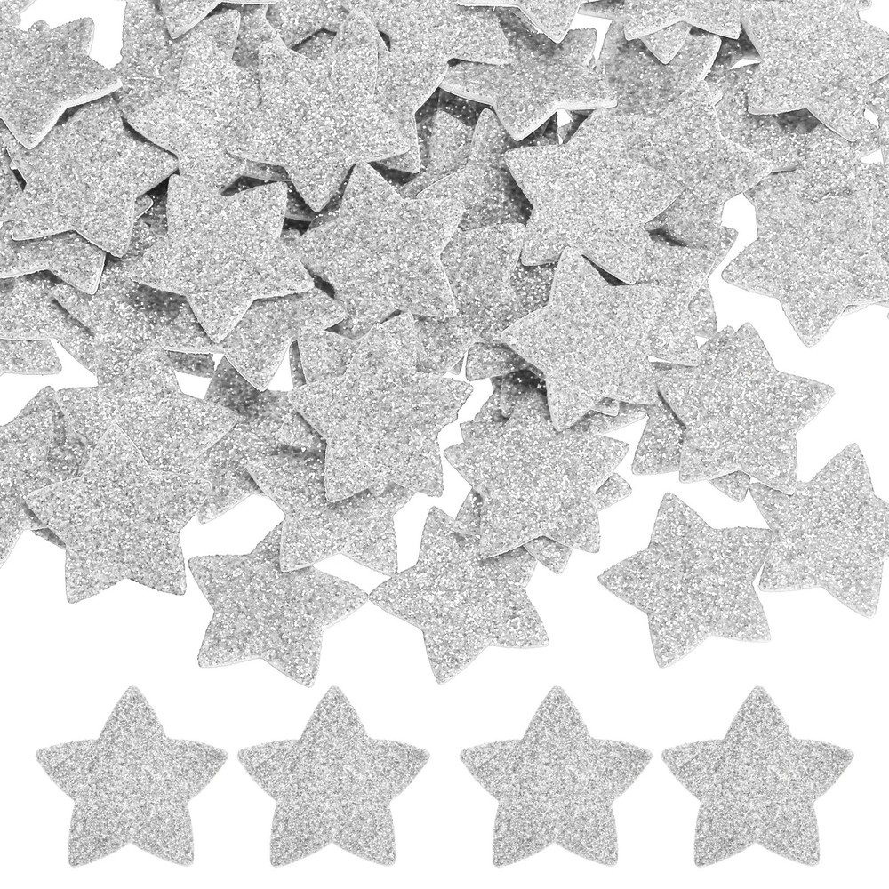 1.8″x1.8″ Star Foam Stickers, 60Pcs EVA Glitters Foam Shape Sticker, Silver