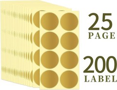 200 Pcs 2 Inch Embossing Stickers Gold Metallic Seals Certificate Sealing Labels