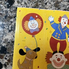 Vintage Clown Stickers 8 Count In Package 80’s 1980’s antique sticker sheet