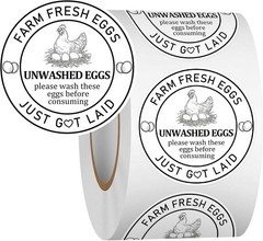 2Inch Eggs Stickers 500Pcs Farm Fresh Egg Stickers,Unwashed Eggs Labels Perfe…