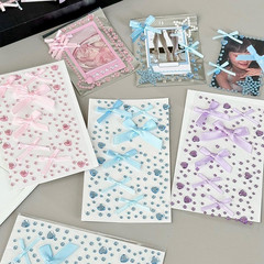 3 Sheets Love Heart Bow Face Gems Pink Blue Purple Glitter Gem Stickers Face Jew