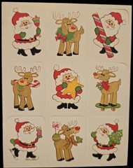 Vintage Sticker Lot Christmas Tags 6 Sheets AGC,Gibson Hallmark, Footrot Flat