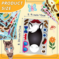 48 Sheets Make Your Own Horse Stickers for Kids Toddles, Make a Horse Face Stick