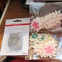 Mixed Brands Christmas Craft Lot: Pom-Poms, Sequin Sticker, Hooks