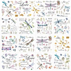 Wxiben Dragonfly Rub on Transfers for Crafts – 12 6 x 6 inches,