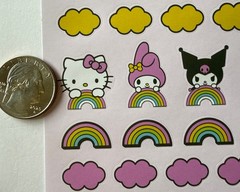 HELLO KITTY FRIENDS Stickers (76pc)Sanrio•Clouds•Rainbow •Cartoon•Card Making•