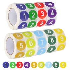 9 Rolls Number 1-9 Stickers 1″ Round Coded Self-Adhesive Labels 500Pcs/Roll