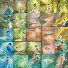 59PCs Beautiful Asian Women Stickers. Chinese Style Ancient Girls-Waterproof