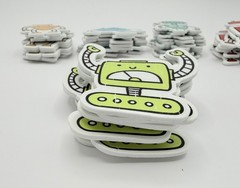 Robots Foam Stickers 40 pcs 5 Colors Retro Robot Craft Scrapbook Embellishment
