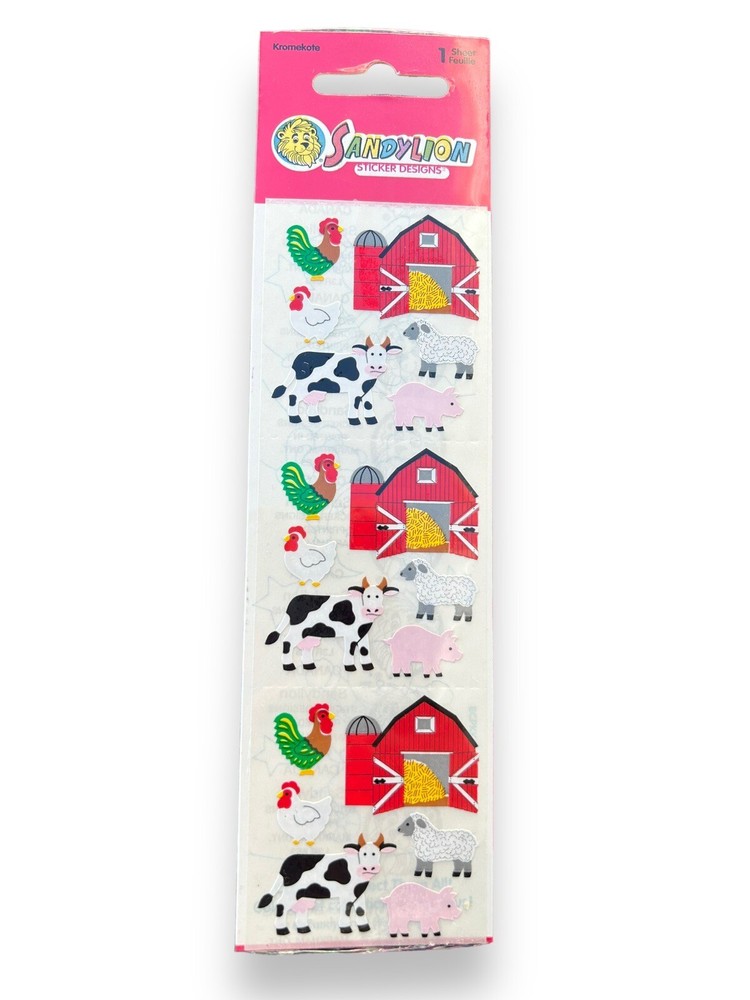 Vintage Sandylion Farm Animals Barn Stickers Kromekote RARE 1980’s SEALED