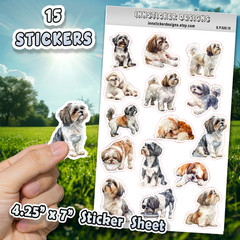 Shih Tzu Dog Stickers for Journals, Scrapbooks, Planners, Glossy, Matte