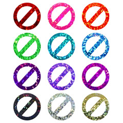 Holographic Sparkle No Symbol / Prohibitory Sign Stickers! – Choose Size & Color