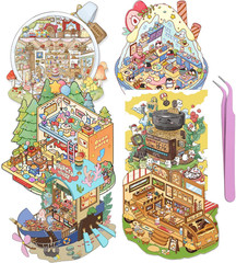 DIY 3D Sticker House – 6 Sets Kawaii Cozy Room Stickers for Adults & Kids