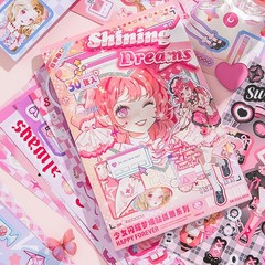 Auguro Cute Scrapbook Stickers Book – 500 Pre-Cut A5 Size Girl Pink