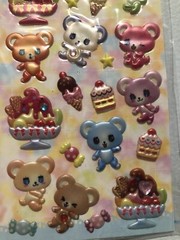 Kawaii Japan Colourful Bears And Ice cream Puffy Sticker Sheet Scrapbook Htf Vin