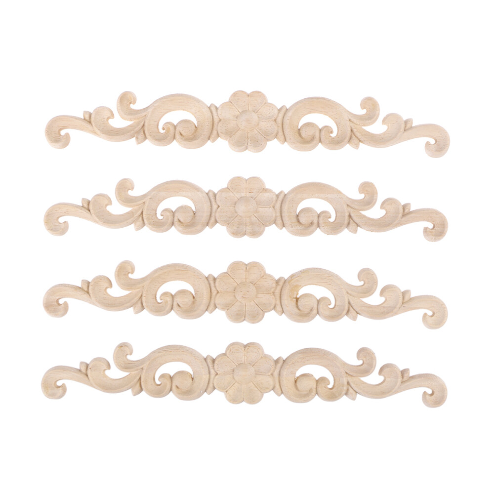 4PCS Wood Appliques for Cabinets White Embryo Decor Scrapbook Embellishments